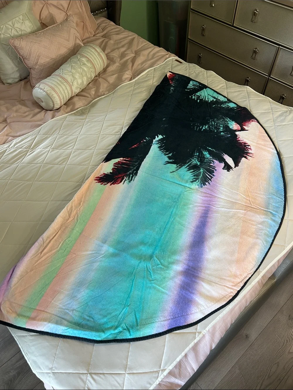 Victoria's Secret Pastel Palm Round Beach Towel